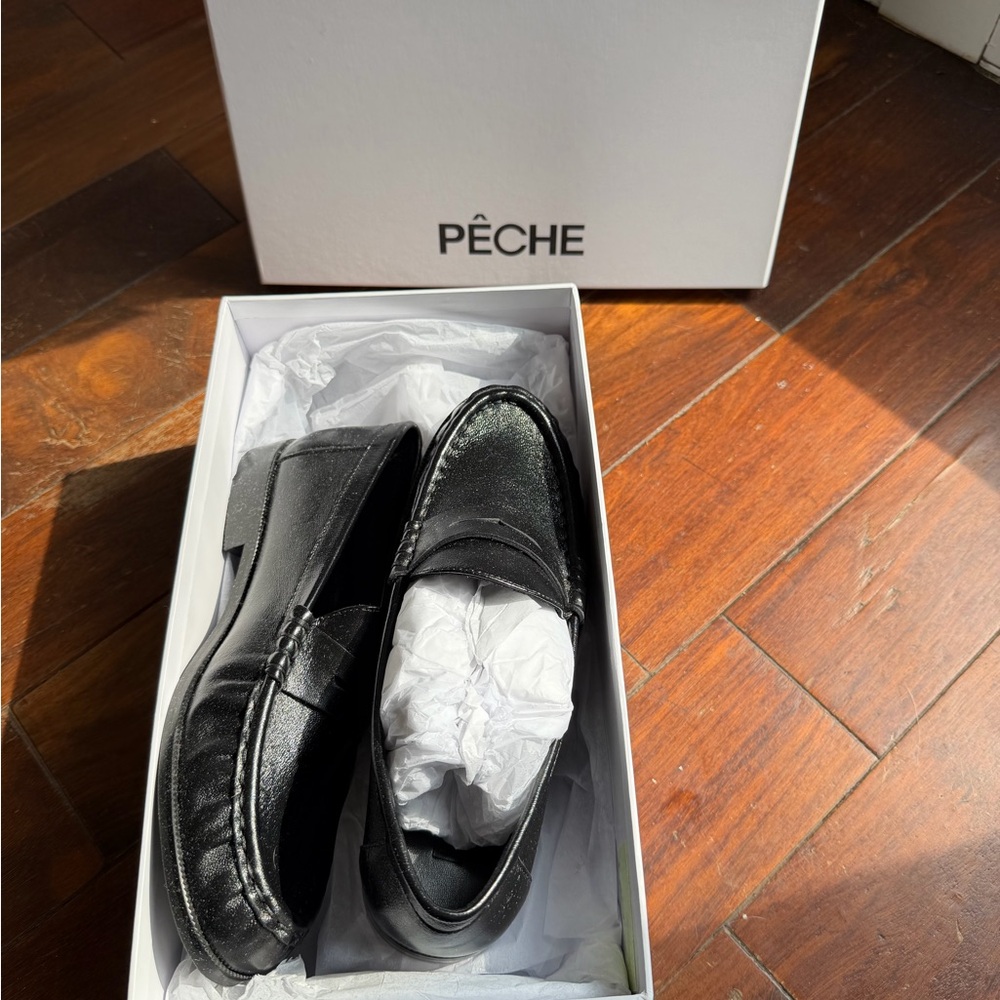 Pêche Black Leather Loafers - Size 37